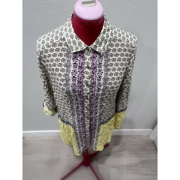 Aratta Silent Journey Mixed Embroidered Print Top size Small - Picture 8 of 8